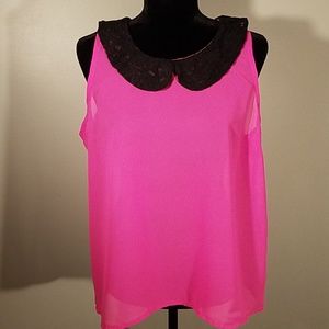 Sheer hot pink tank top